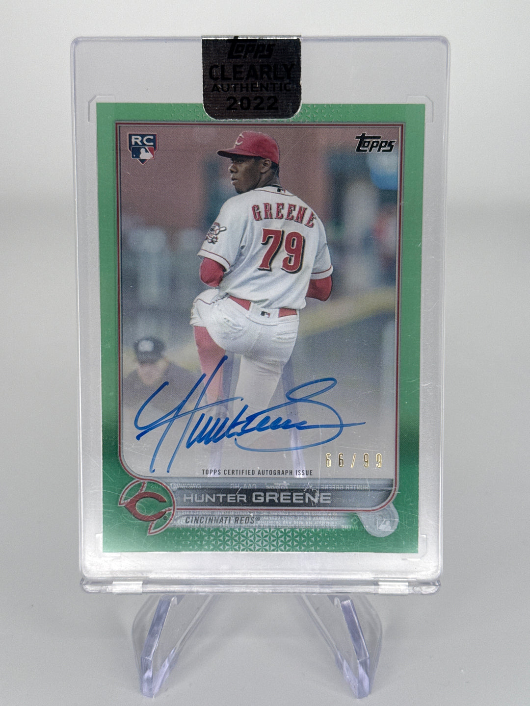 Hunter Greene 2022 Topps Cleary Authentic Rookie Auto Green, 66/99