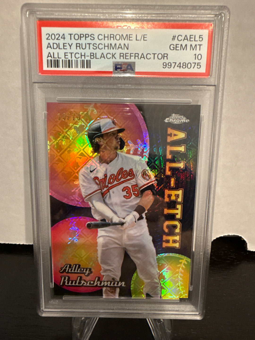 Adley Rutschman 2024 Topps Chrome All Etch Black Refractor, 10/10, PSA 10 Gem Mint