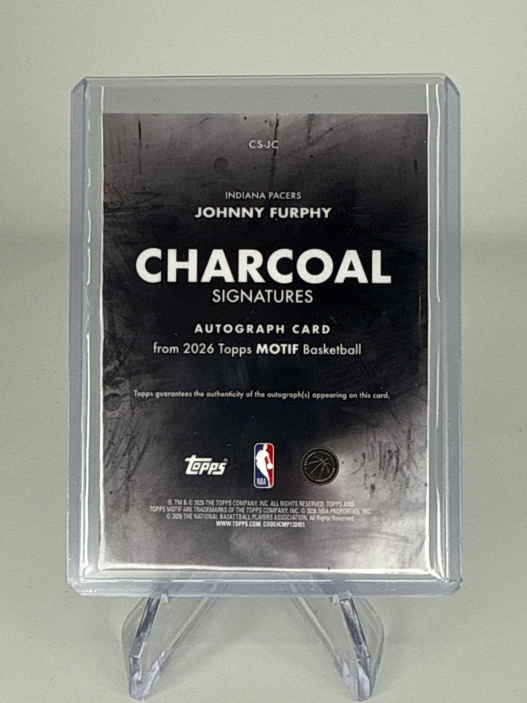 Johnny Furphy 2026 Topps Motif Charcoal Auto, 53/99