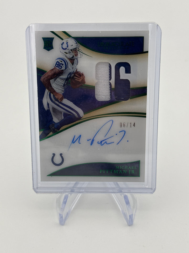 Michael Pittman Jr. 2020 Panini Immaculate Number Rookie Patch Auto, 06/14