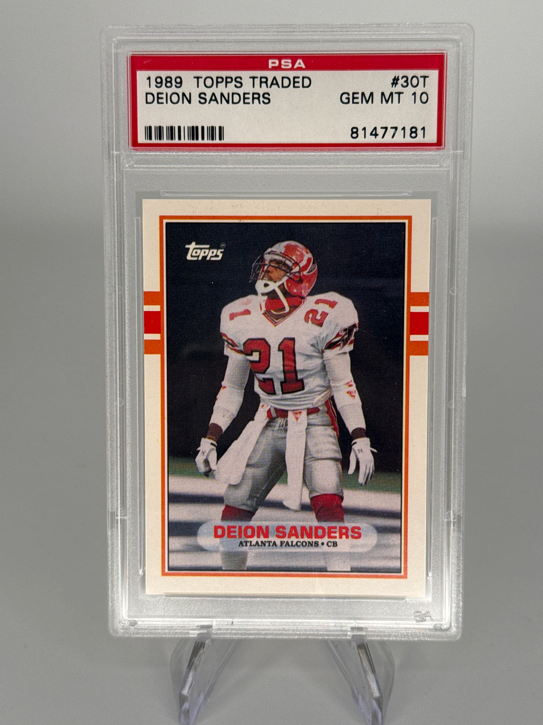 Deion Sanders 1989 Topps Traded Rookie, PSA 10 Gem Mint