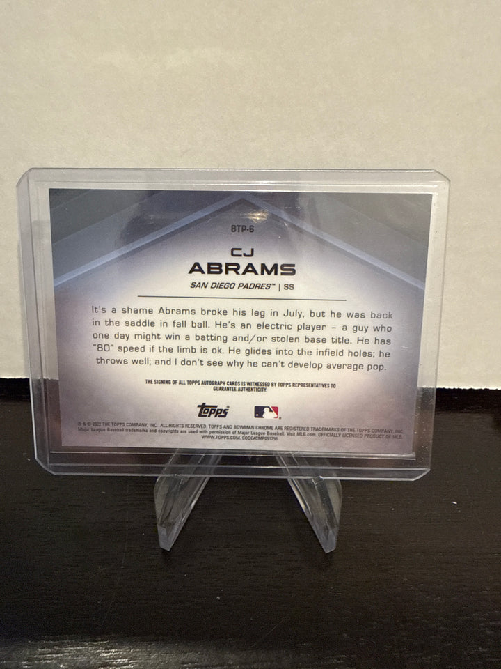 CJ Abrams 2022 Bowman Chrome Top 100 Prospects Auto, 16/50