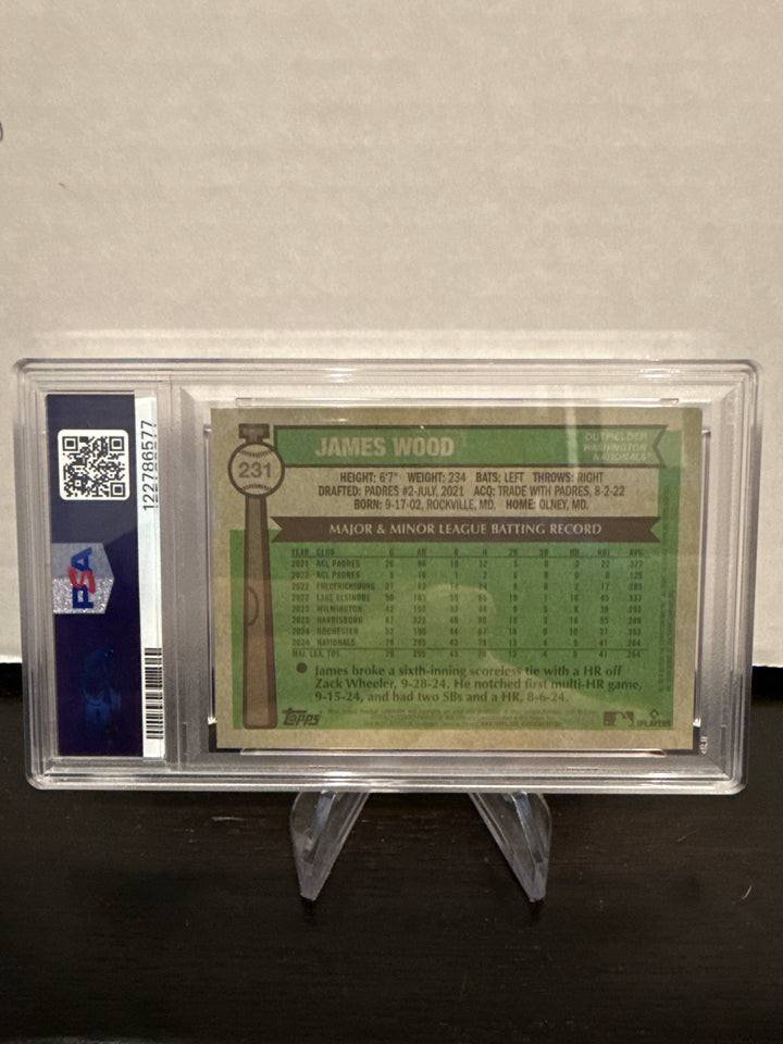 James Wood 2025 Topps Heritage Chrome Orange Refractor Rookie, 01/25, PSA 9 Mint