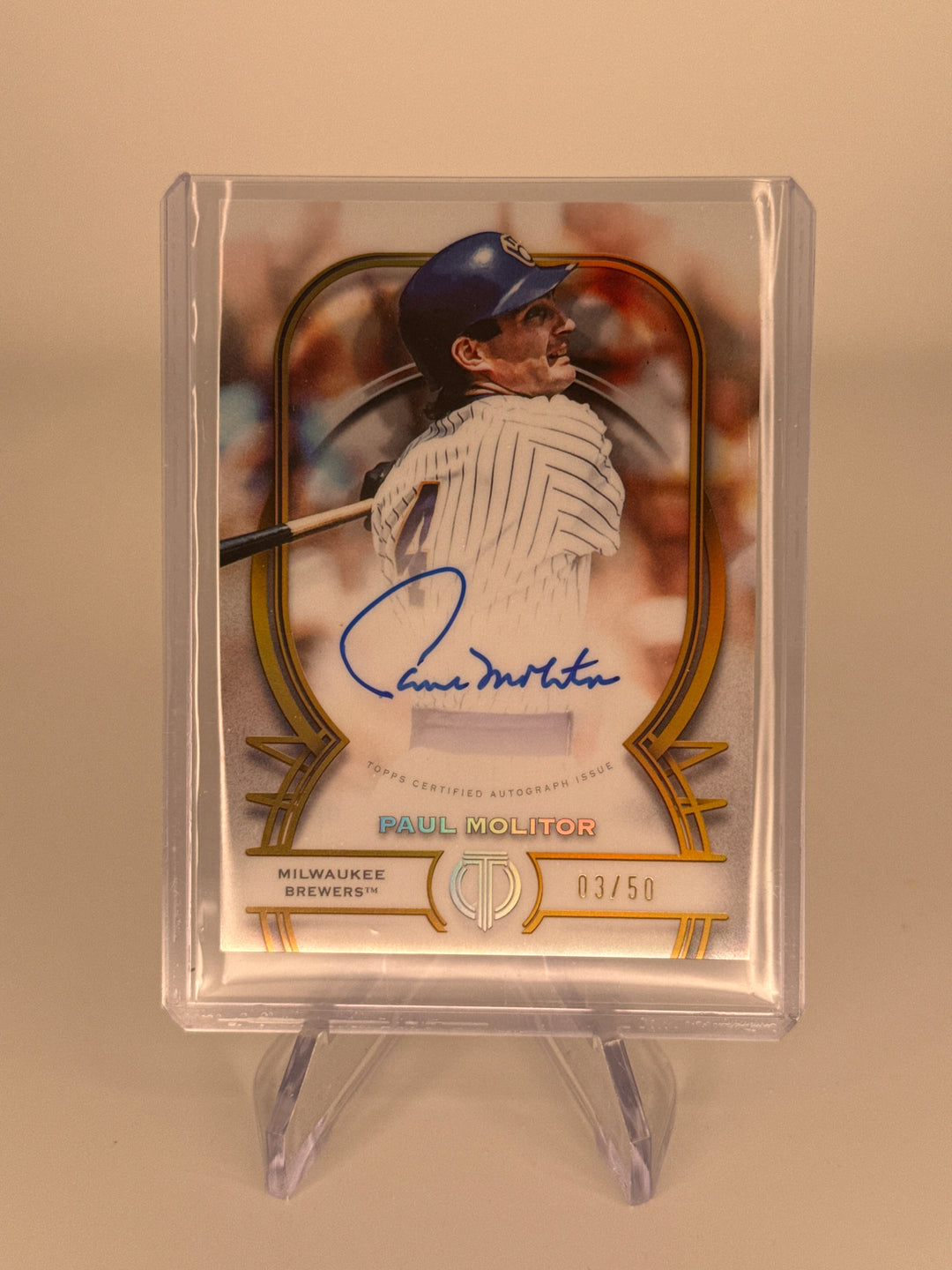 Paul Molitor 2026 Topps Tribute Gold Auto, 03/50