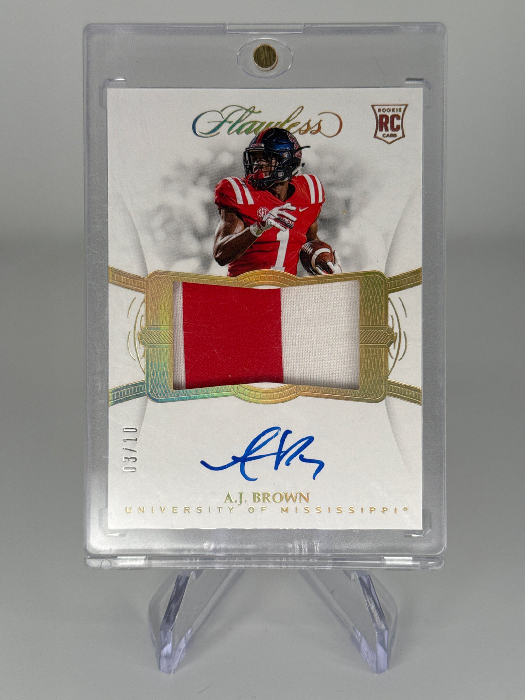 AJ Brown 2019 Panini Flawless Collegiate Rookie Patch Auto Gold, 03/10