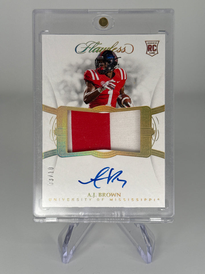 AJ Brown 2019 Panini Flawless Collegiate Rookie Patch Auto Gold, 03/10