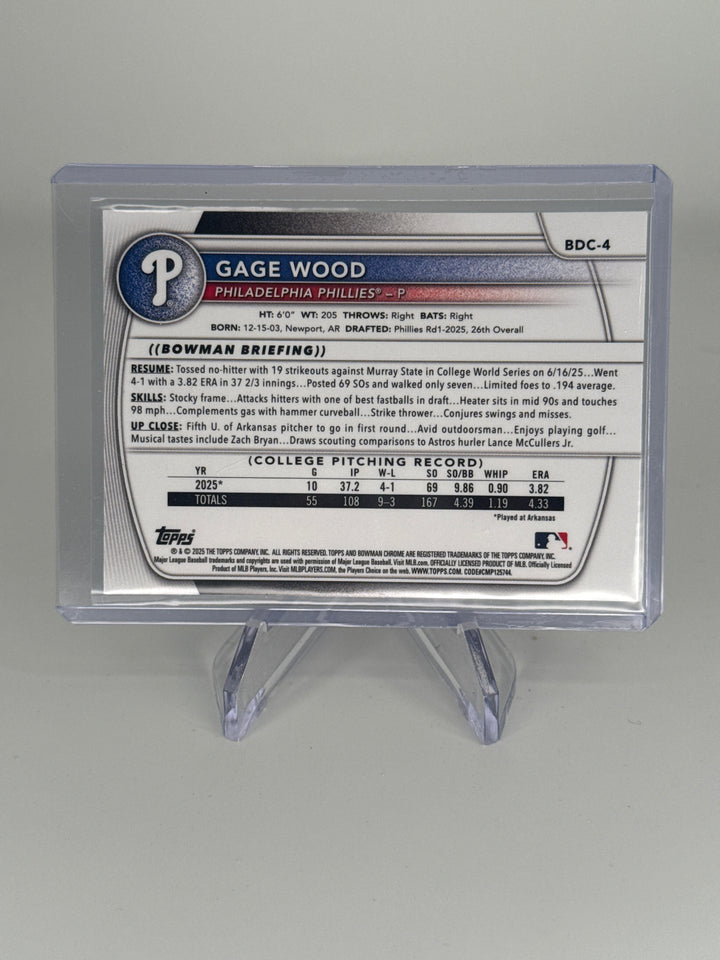 Gage Wood 2025 Bowman Chrome Image Variation