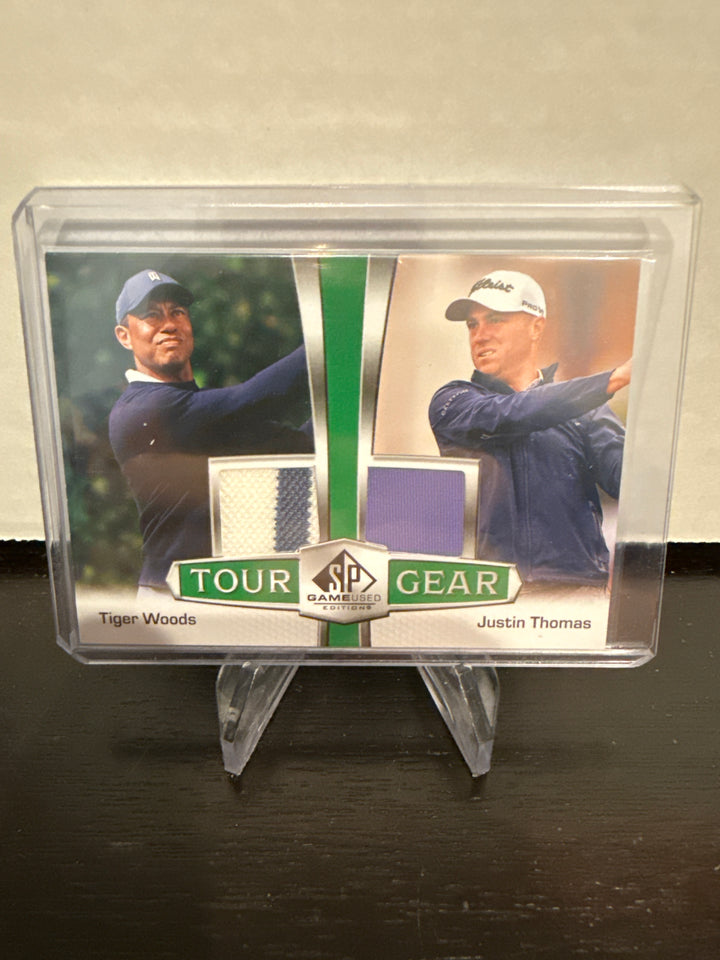 Tiger Woods/Justin Thomas Upper Deck SP Game Used Tour Gear Dual Relic