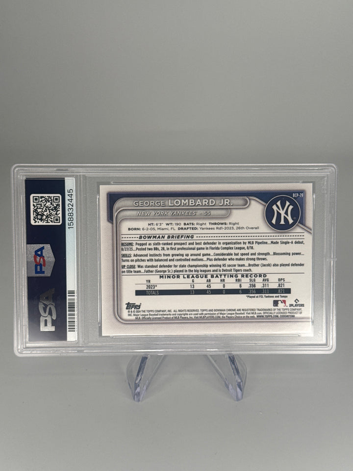 George Lombard Jr 2024 Bowman Chrome 1st Mega Box, PSA 10 Gem Mint