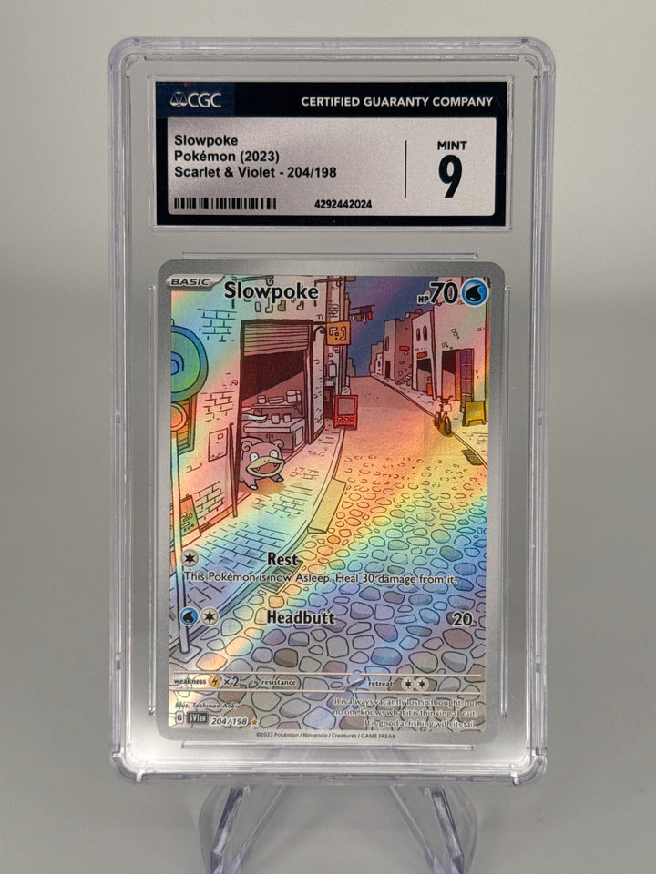 Pokemon TCG 2023 Slowpoke Scarlet & Violet Illustration Rare, 204/198, CGC 9 Mint