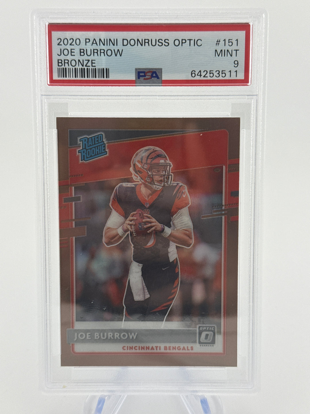 Joe Burrow 2020 Panini Donruss Optic Bronze Rookie, PSA 9 Mint