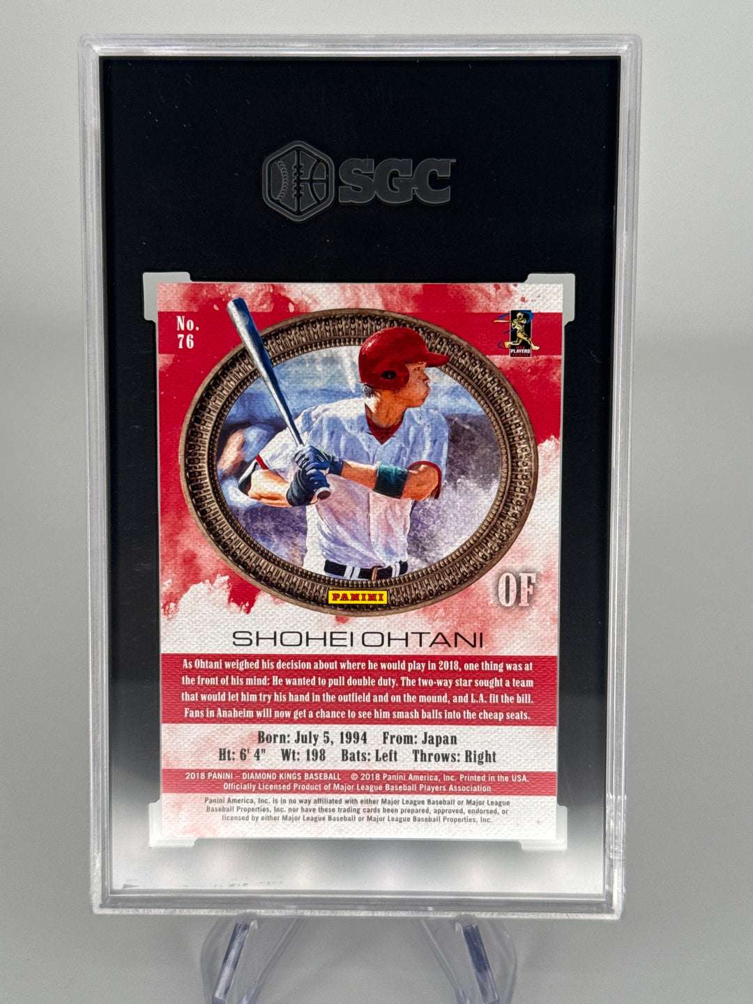 Shohei Ohtani 2018 Panini Diamond Kings Rookie, SGC 10 Gem Mint