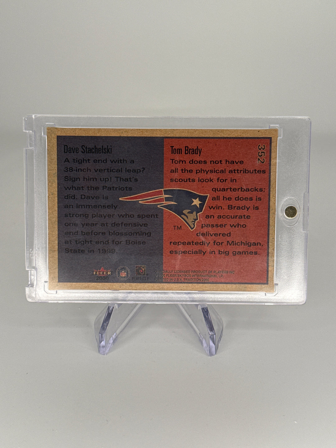 Tom Brady/Dave Stachelski 2000 Fleer Tradition Rookies to Watch
