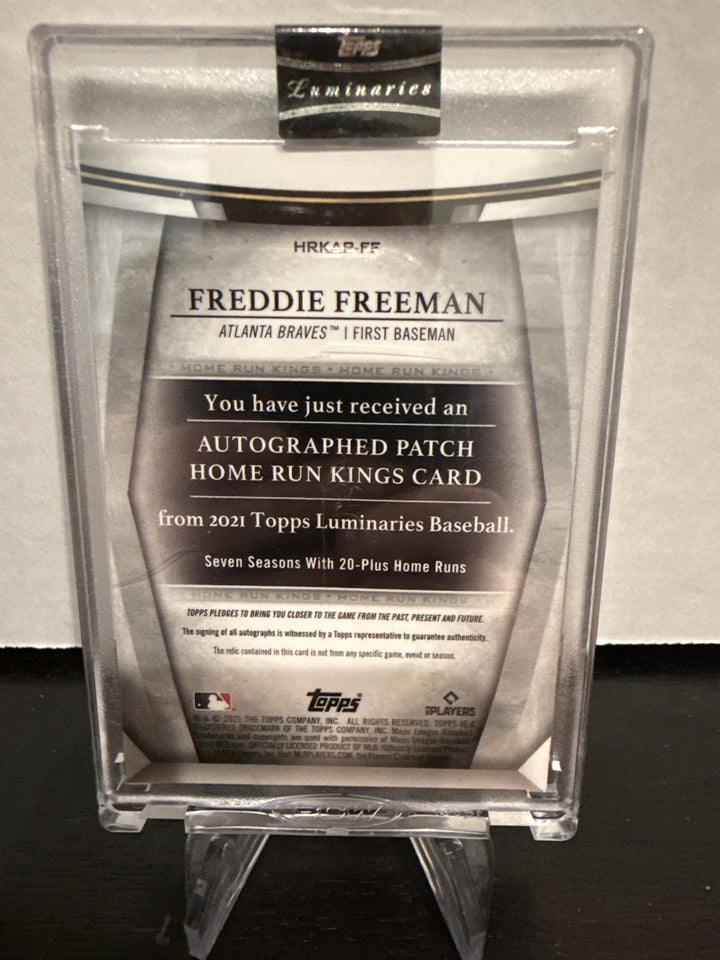 Freddie Freeman 2021 Topps Luminaries Home Run Kings Auto Relic, 07/15
