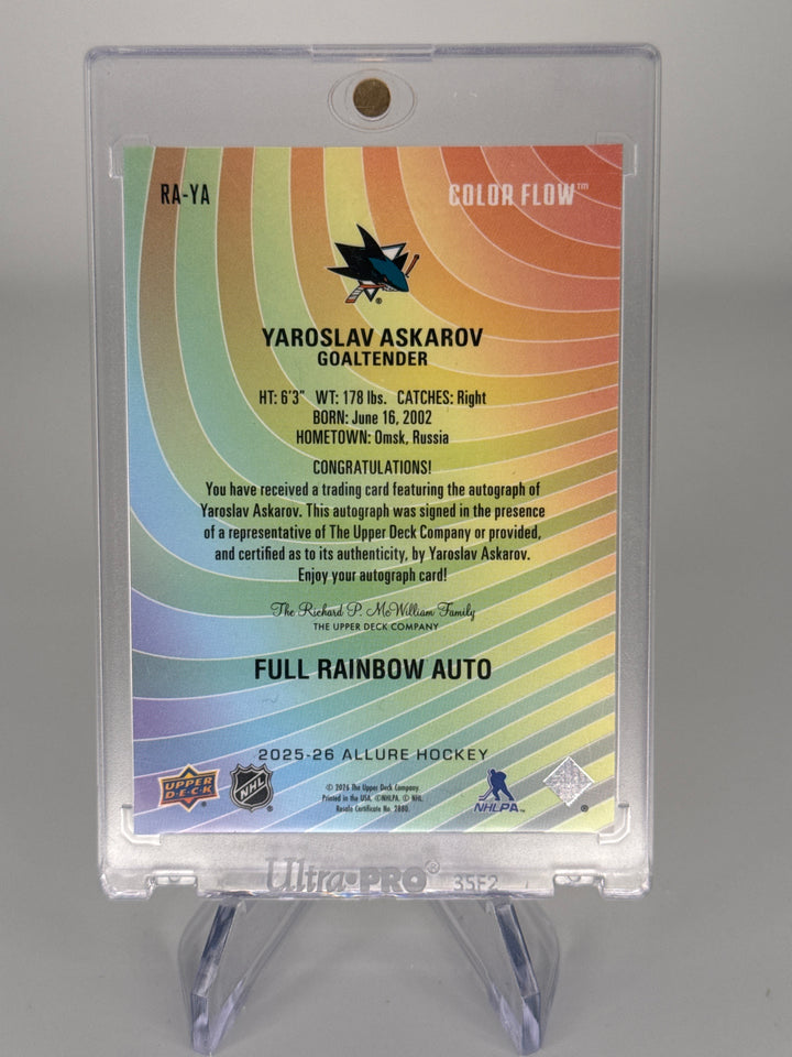 Yaroslav Askarov 2025-2026 Upper Deck Allure Color Flow Full Rainbow Auto