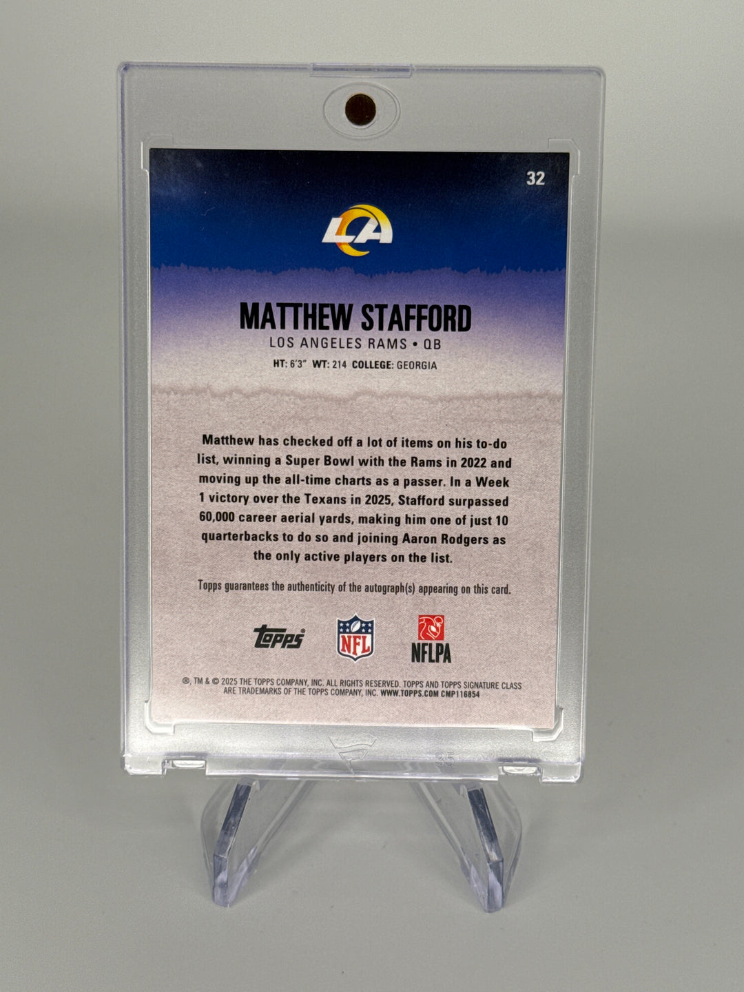 Matthew Stafford 2025 Topps Signature Class Chrome Auto, 061/275