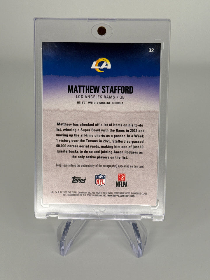 Matthew Stafford 2025 Topps Signature Class Chrome Auto, 061/275