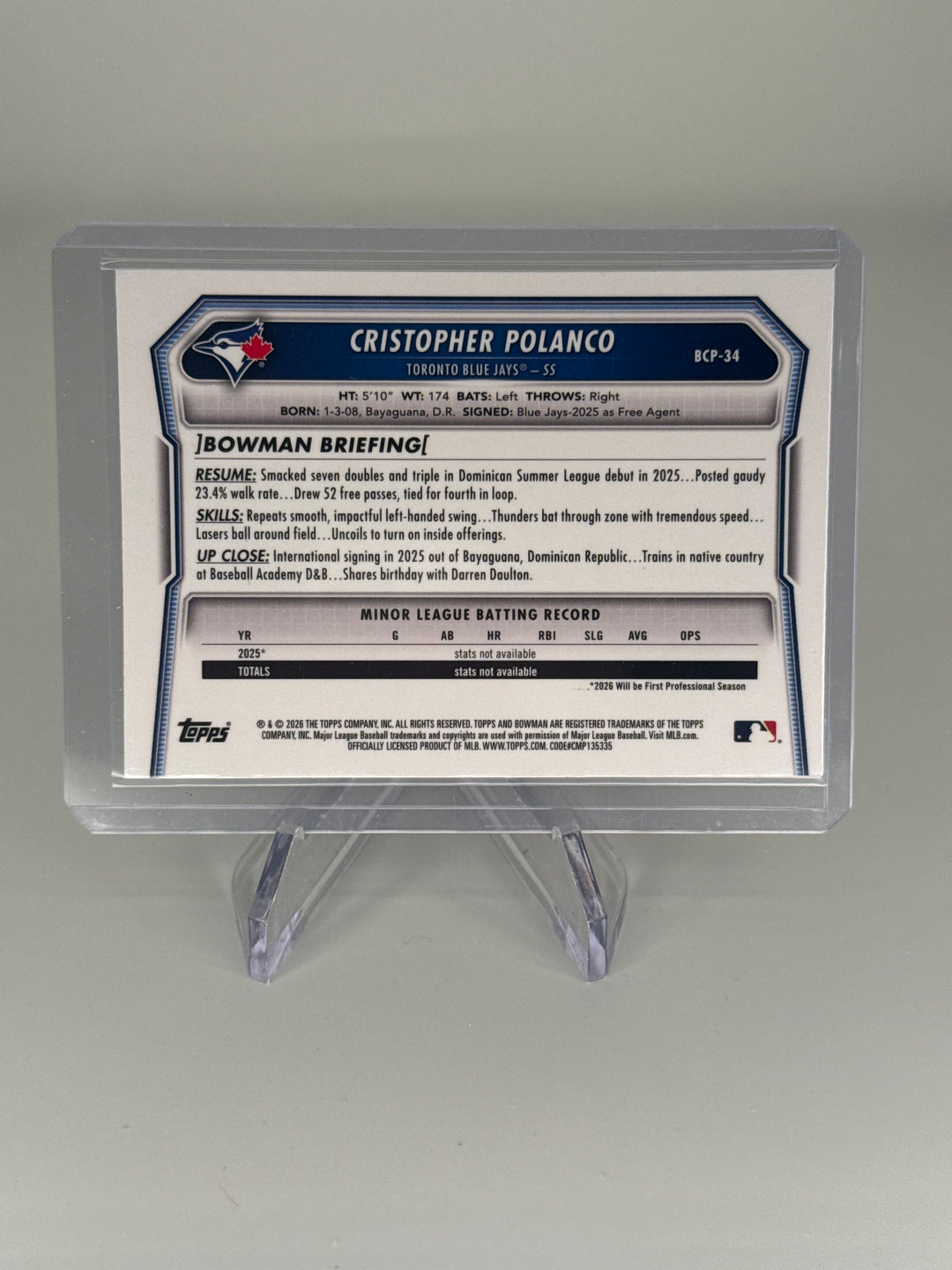 Cristopher Polanco 2026 Bowman Chrome Packfractor Refractor, 33/89