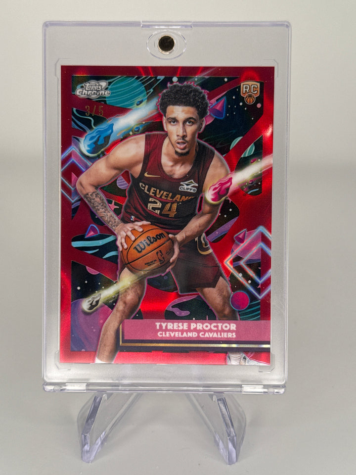 Tyrese Proctor 2026 Topps Chrome Cosmic Red Flare Refractor Rookie, 3/5