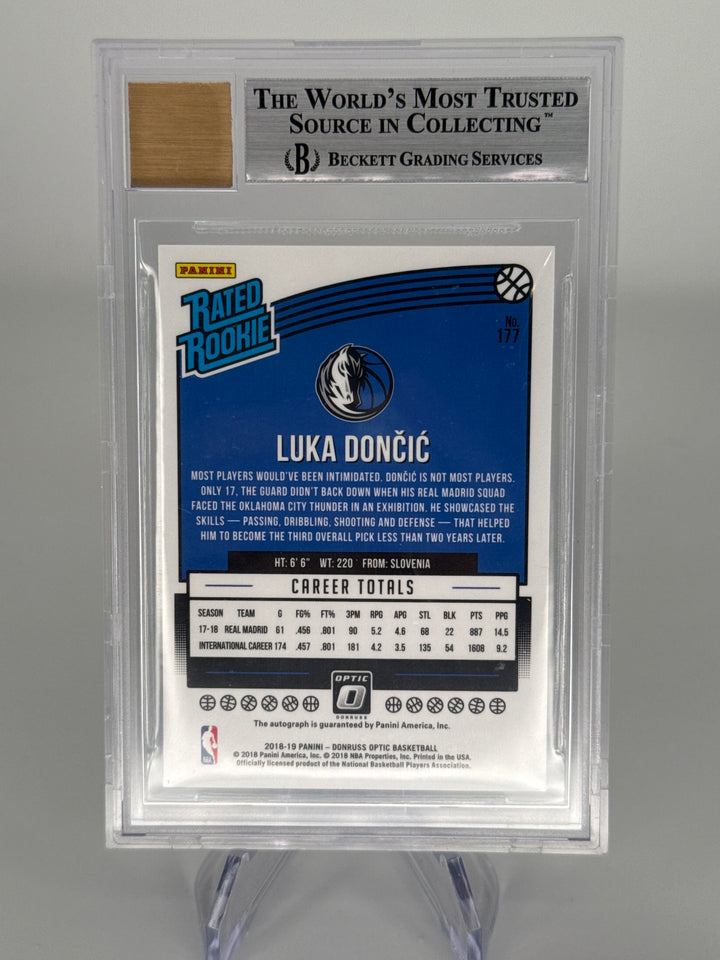 Luka Doncic 2018 Panini Donruss Optic Rated Rookie Auto, BGS 9 Mint, BGS 10 Auto