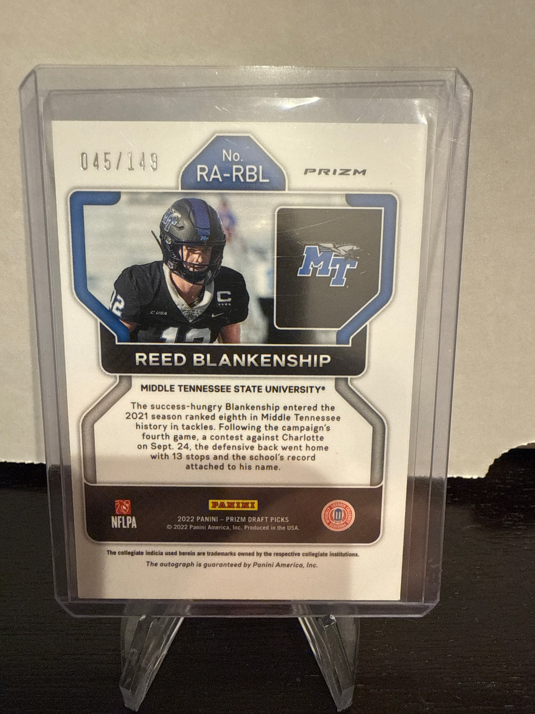 Reed Blankenship 2022 Panini Prizm Draft Picks Auto Blue, 045/149