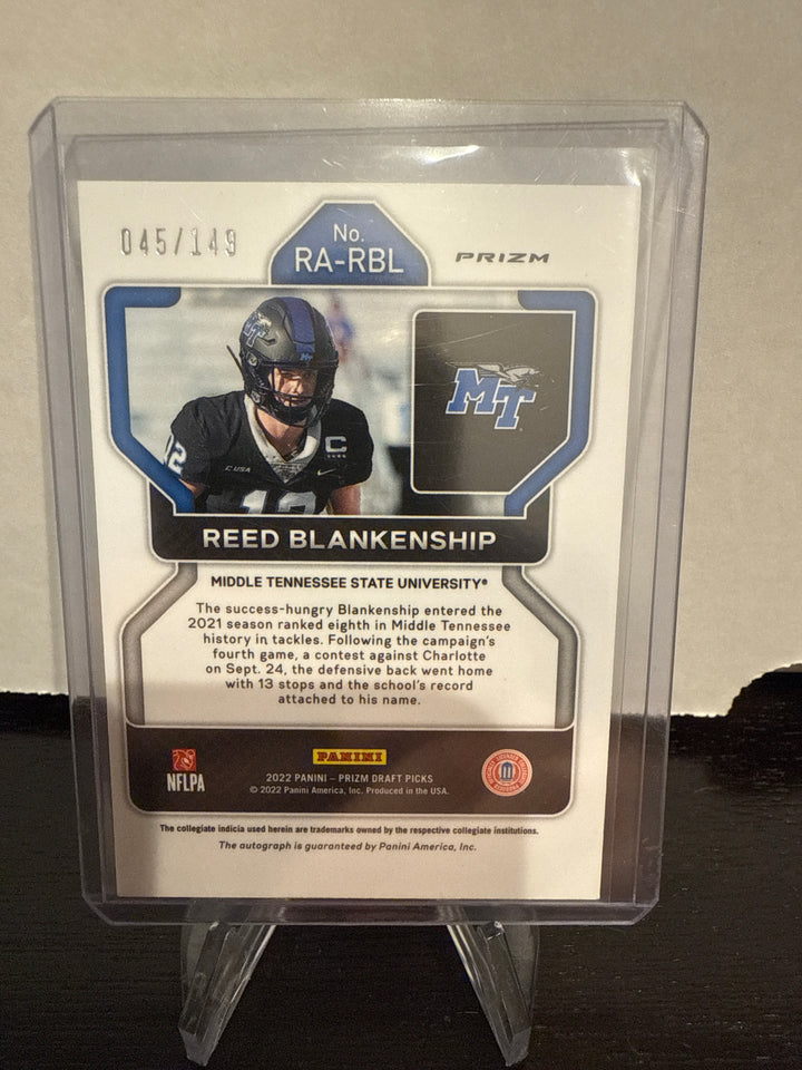 Reed Blankenship 2022 Panini Prizm Draft Picks Auto Blue, 045/149