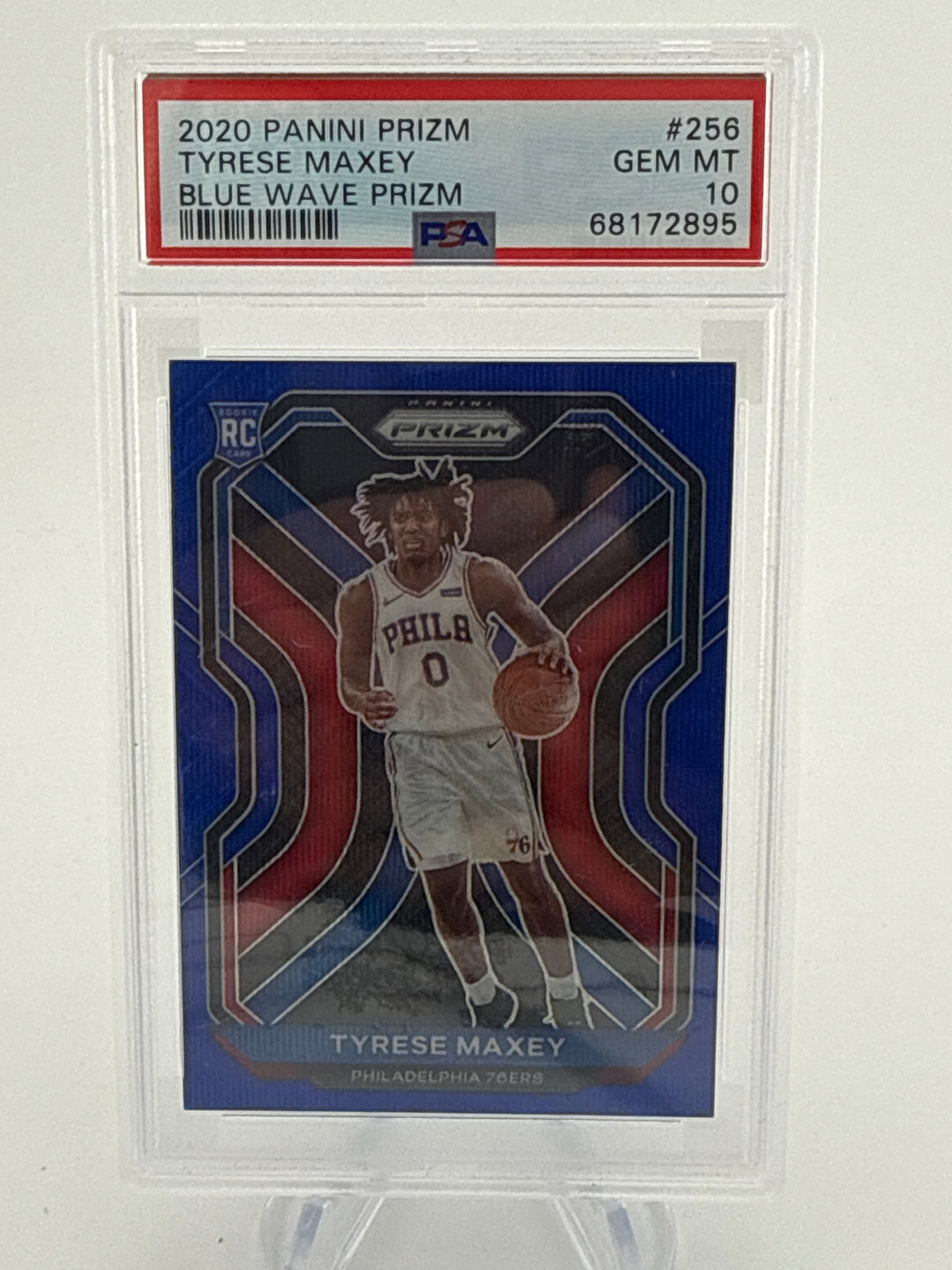 Tyrese Maxey 2020 Panini Prizm Blue Wave Prizm Rookie, PSA 10 Gem Mint