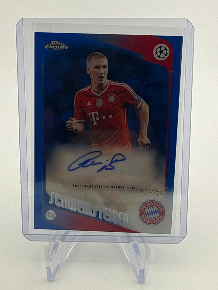 Bastian Schweinsteiger 2025-2026 Topps Chrome UEFA Club Competitions Legend Auto Blue, 024/150