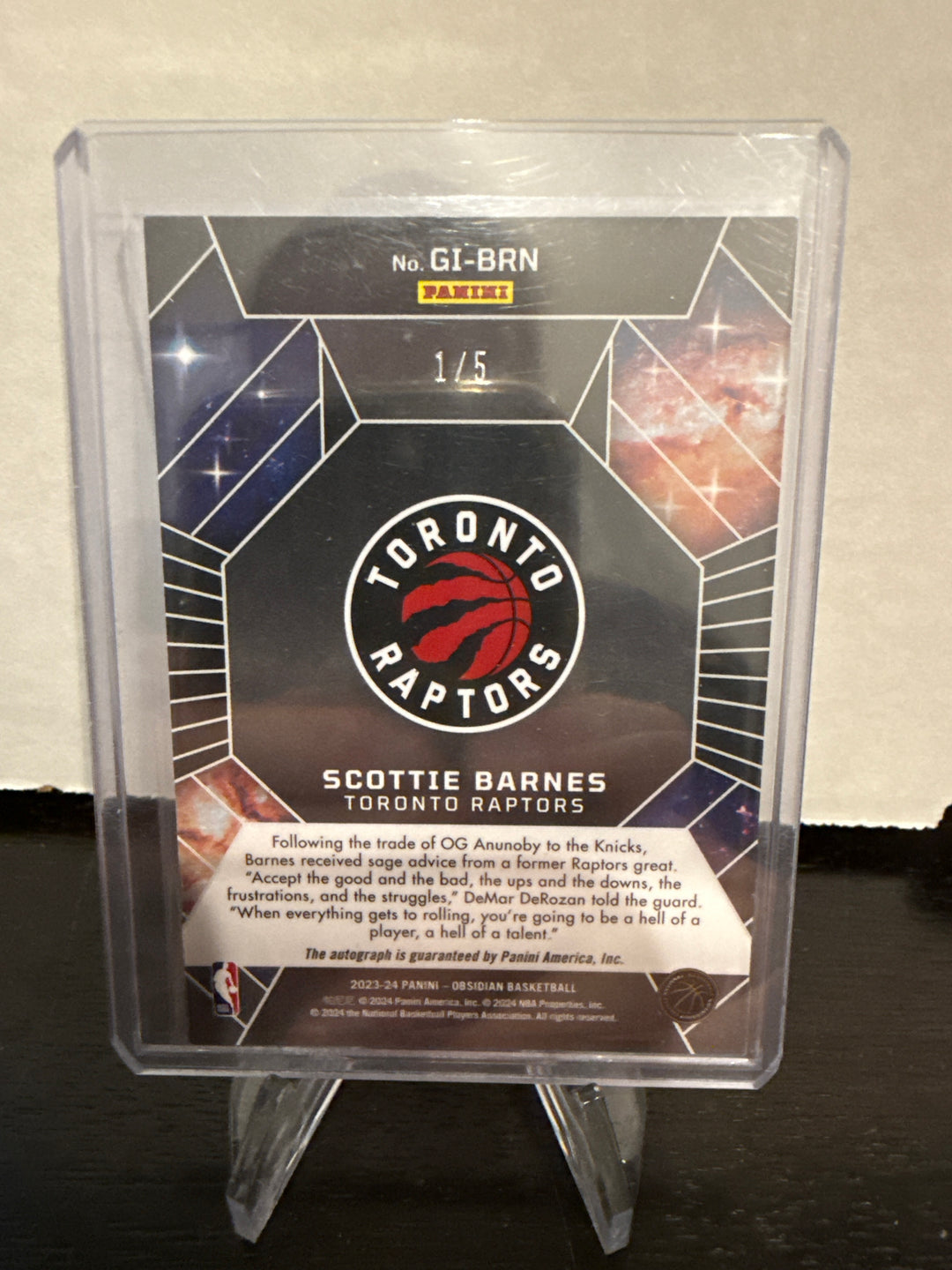 Scottie Barnes 2024 Panini Obsidian Galaxy Ink Deep Sea Mojo Auto, 1/5