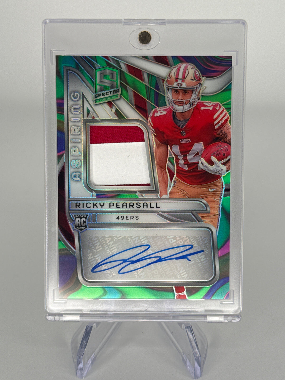 Ricky Pearsall 2024 Panini Spectra Aspiring Marble Neon Rookie Patch Auto, 3/4