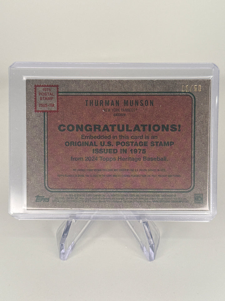Thurman Munson 2024 Topps Heritage Genuine 1975 U.S. Postage Stamp, 11/50