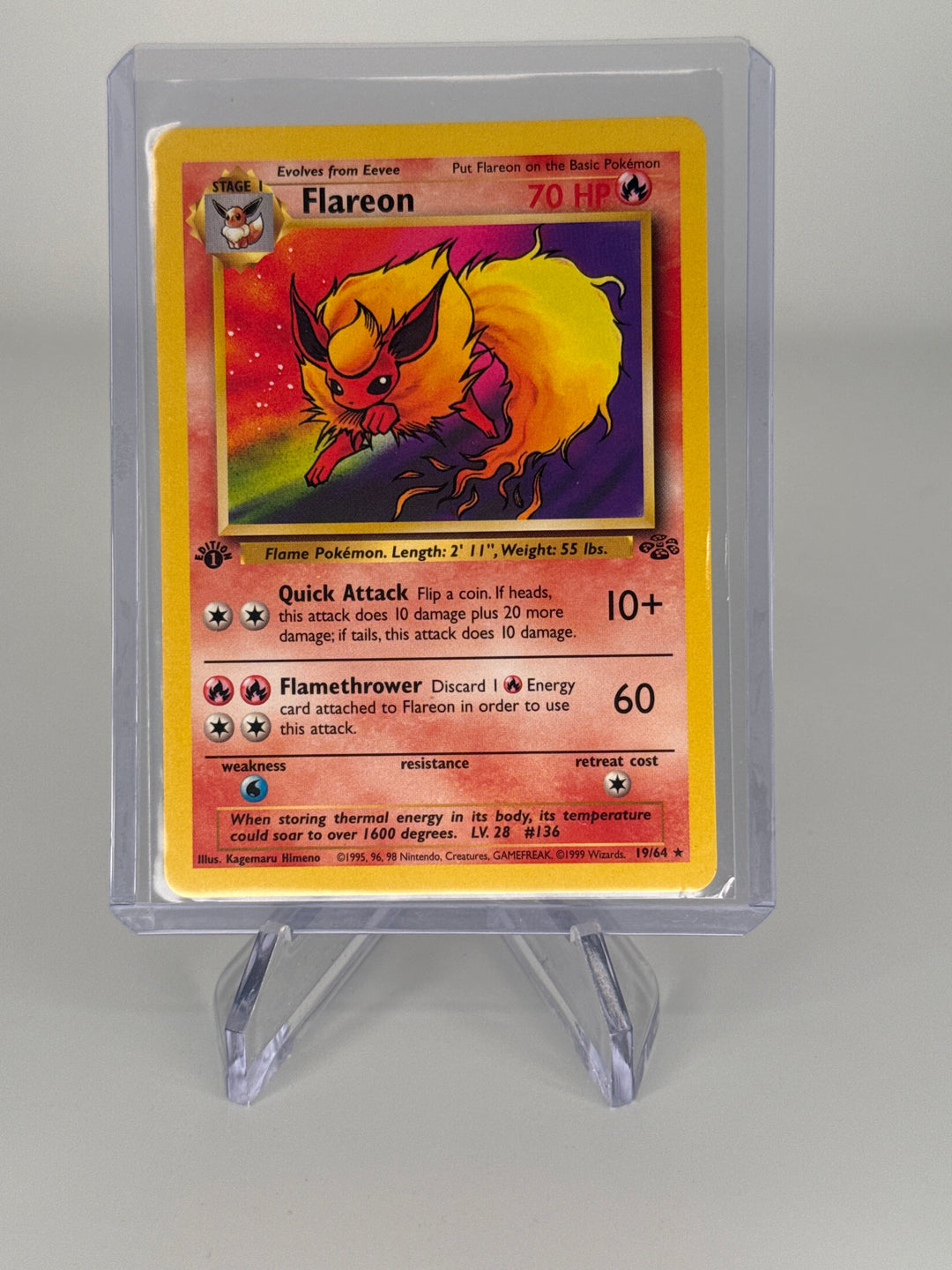 Pokemon TCG 1999 Flareon 1st Edition Jungle, 19/64