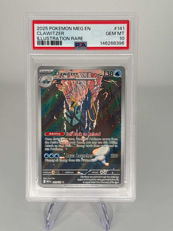 Pokemon TCG 2025 Clawitzer Mega Evolutions Illustration Rare, 141/132, PSA 10 Gem Mint