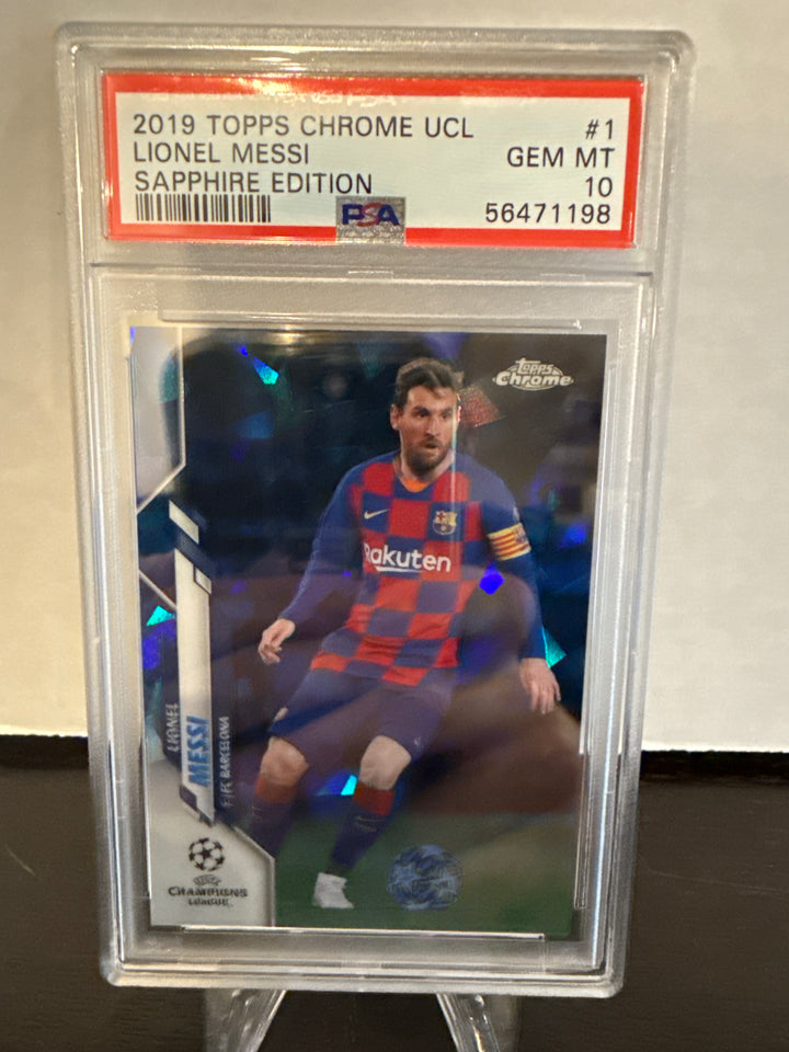 Lionel Messi 2019 Topps Chrome Sapphire Edition Champions League, PSA 10 Gem Mint