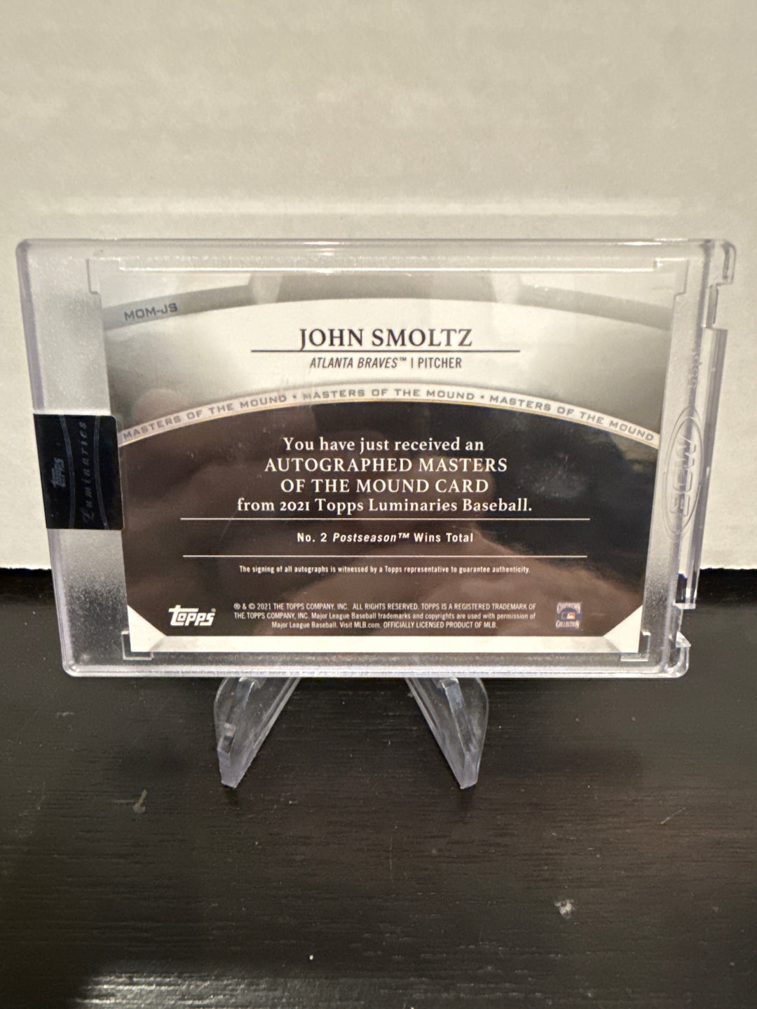 John Smoltz 2021 Topps Luminaries Masters of the Mound Auto, 04/15