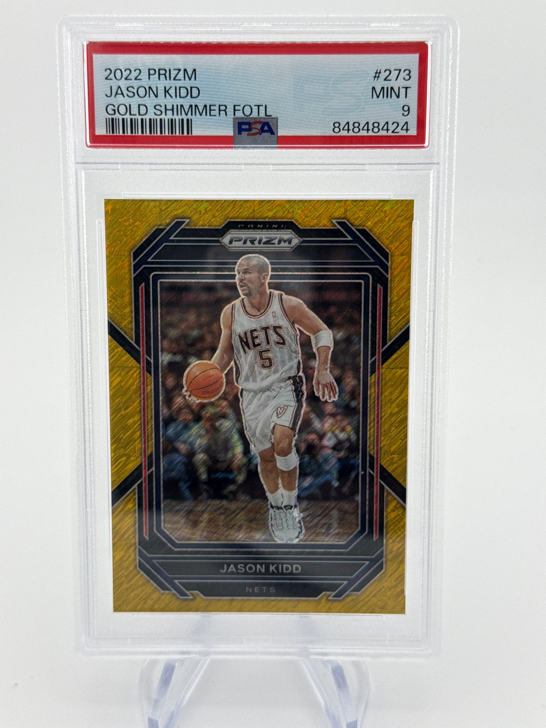 Jason Kidd 2022 Panini Prizm Gold Shimmer Prizm, 04/10, PSA 9 Mint