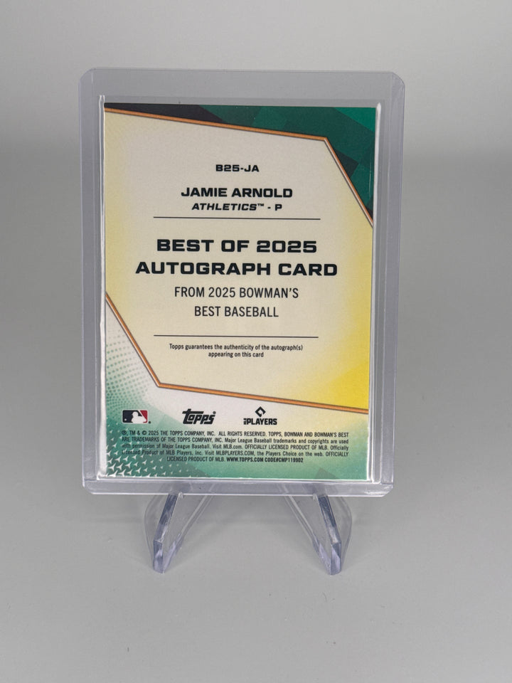 Jamie Arnold 2025 Topps Finest Best of 2025 Purple Refractor Auto, 20/75