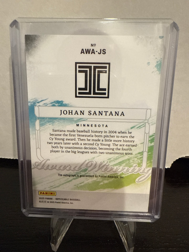 Johan Santana 2024 Panini Impeccable Award Winning Auto, 16/35