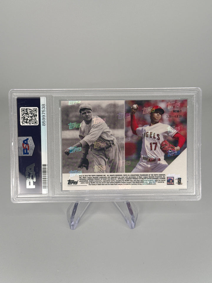 Shohei Ohtani/Babe Ruth 2018 Topps Now Moment of the Week Rookie, PSA 10 Gem Mint