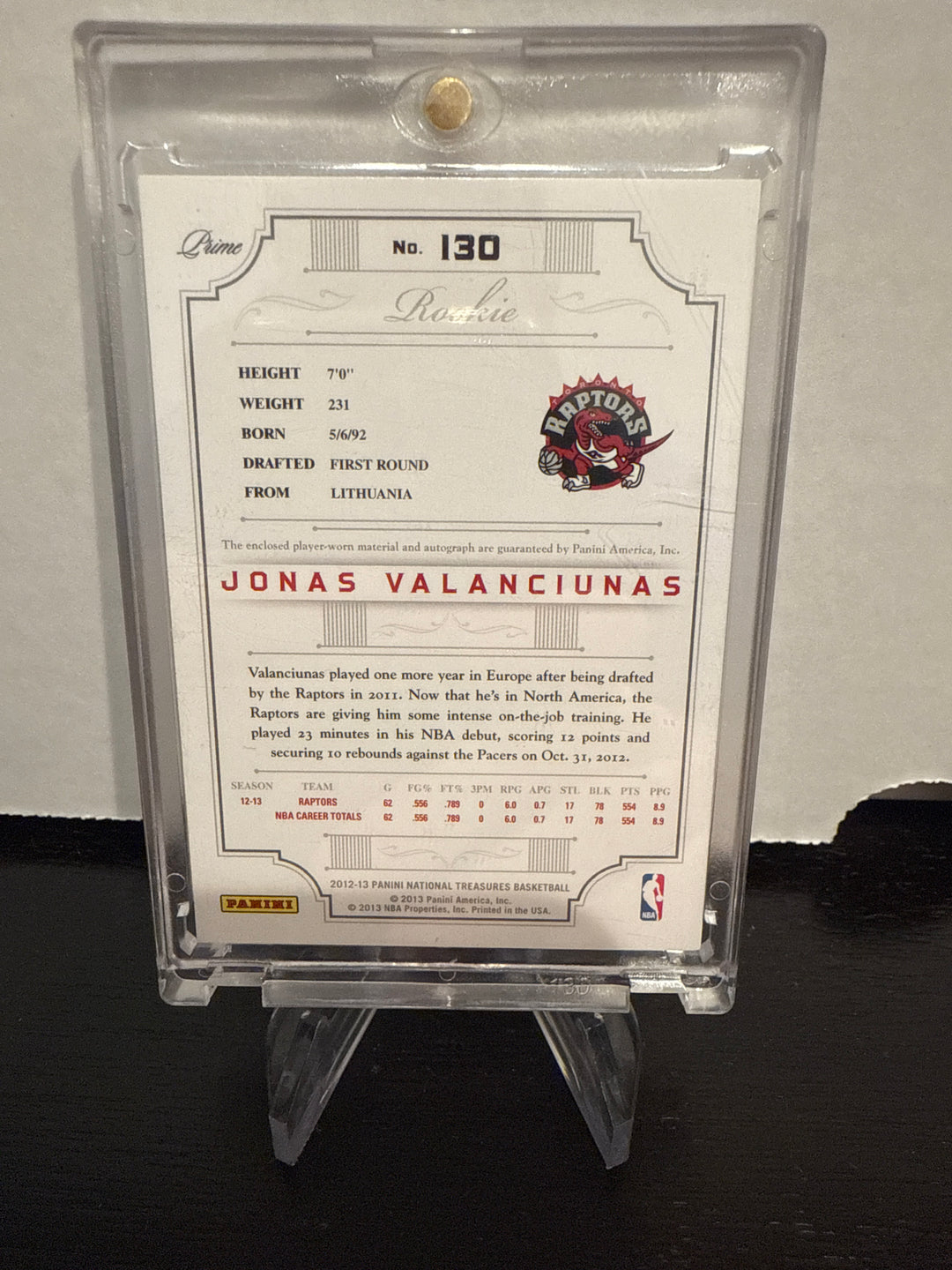 Jonas Valanciunas 2012 Panini National Treasures Rookie Patch Auto, 153/199