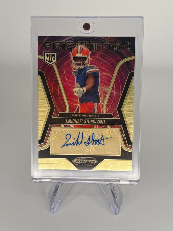 J.Michael Stewart 2025 Panini Prizm Black Prizmatrix NIL Gold Vinyl Prizm Auto, 1/5