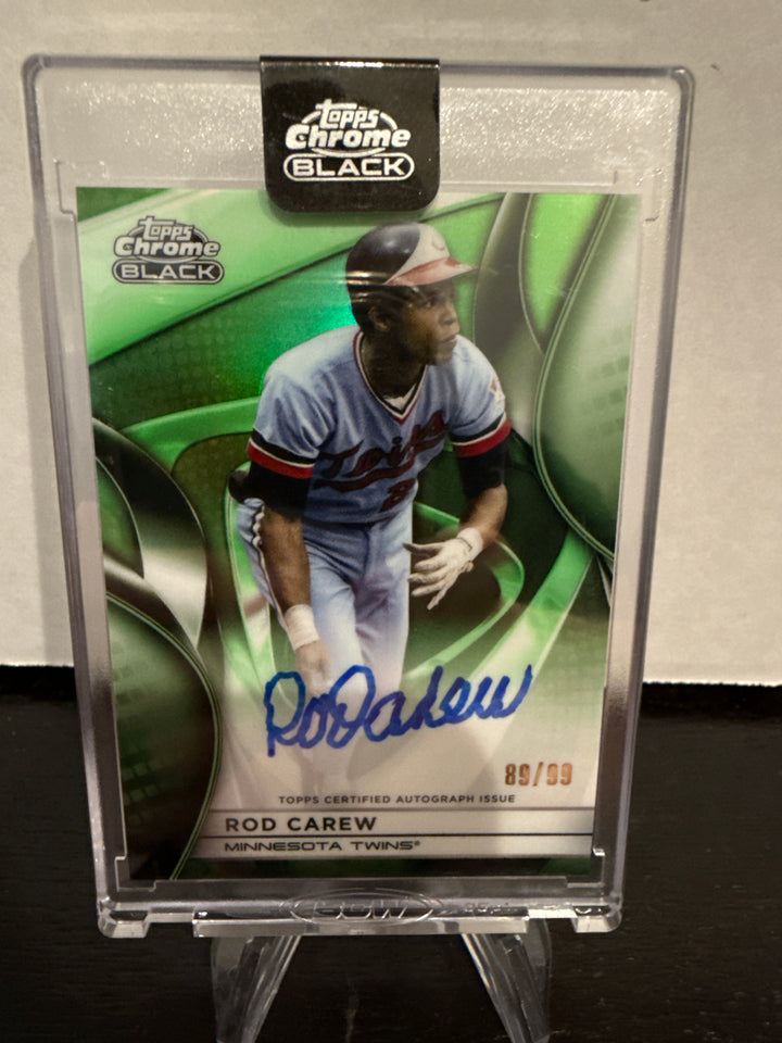 Rod Carew 2025 Topps Chrome Black Green Auto, 89/99