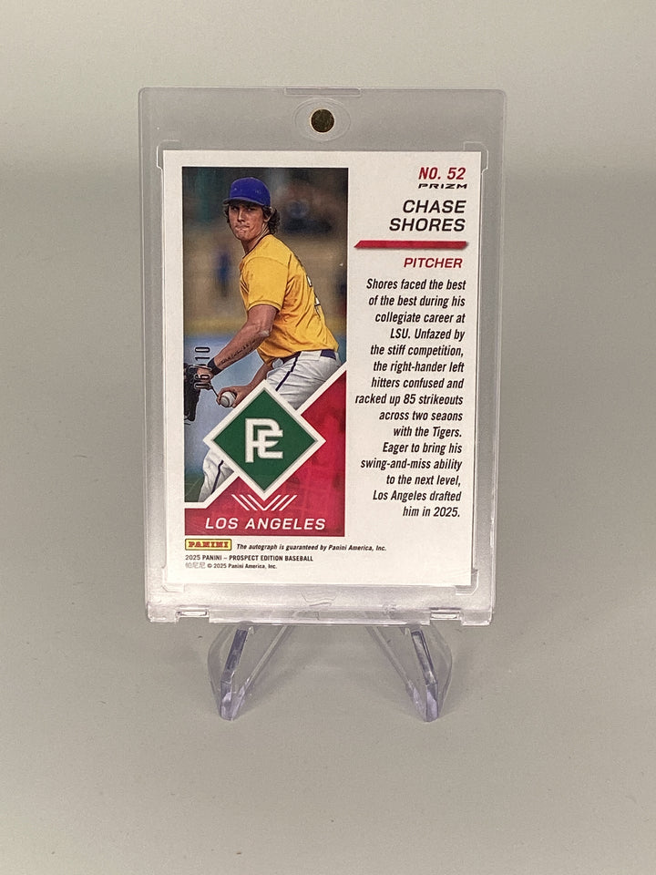 Chase Shores 2025 Panini Prospect Edition Gold Pulsar Auto, 06/10