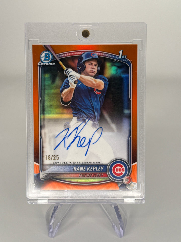 Kane Kepley 2025 Bowman Chrome 1st Bowman Orange Refractor Auto, 18/25