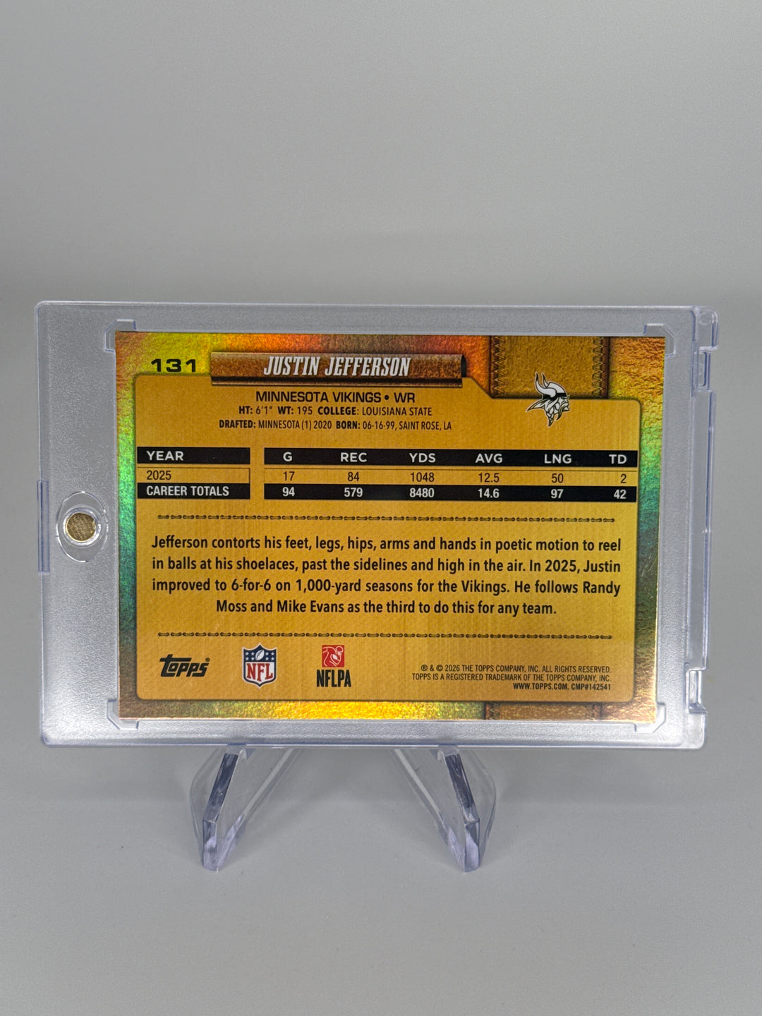 Justin Jefferson 2026 Topps Flagship Gold Mirror Variation SSP