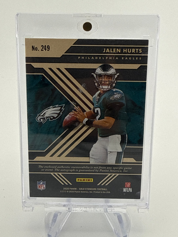 Jalen Hurts 2020 Panini Gold Standard Rookie Dual Patch Auto, 10/49