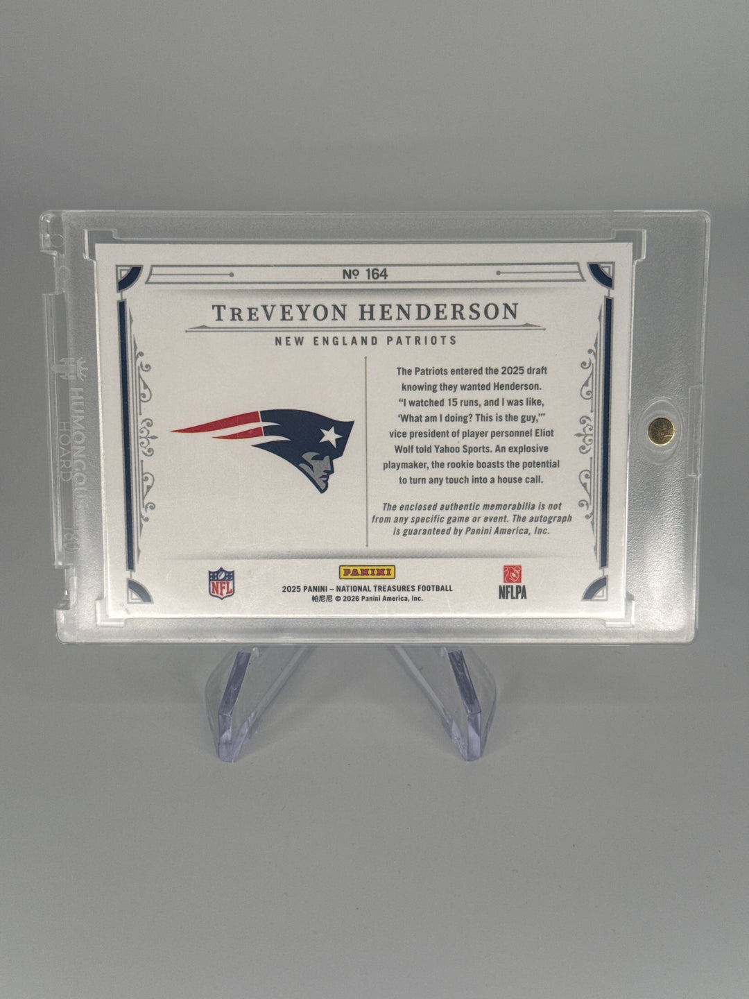 Treveyon Henderson 2025 Panini National Treasures Rookie Patch Auto, 29/32