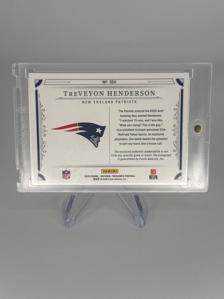 Treveyon Henderson 2025 Panini National Treasures Rookie Patch Auto, 29/32