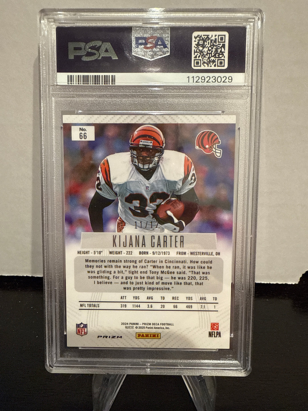 Kijana Carter 2024 Panini Prizm DECA Green Shimmer FOTL, 11/12, PSA 9 Mint