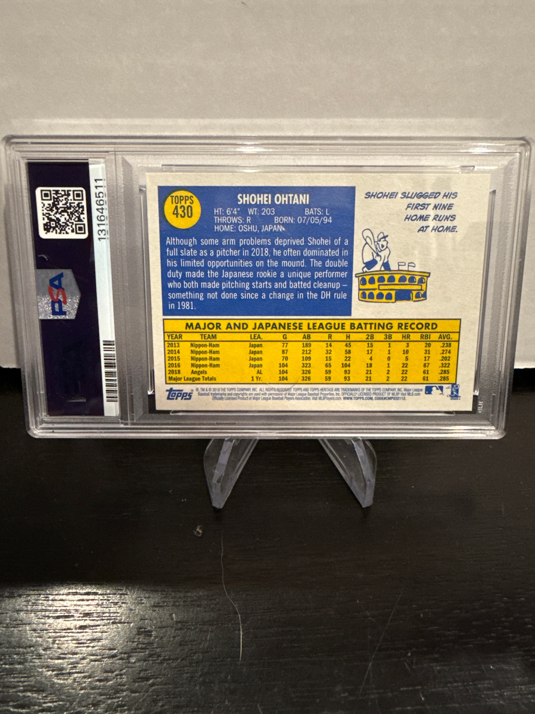Shohei Ohtani 2019 Topps Heritage All-Star Rookie Cup, PSA 10 Gem Mint